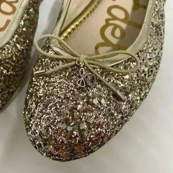 Sam Edelman Felicia Ballet Slippers Glitter Leather Women Size 7.5 - Picture 3 of 6